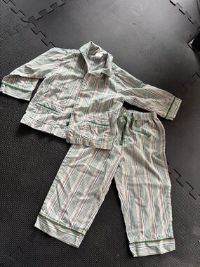 GAP Striped Kids Pajama Set - Green, White & Orange